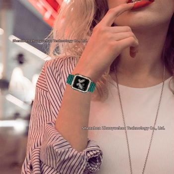 Κατάλληλο για Apple Watch9 Apple Resin Strap + Θήκη Υπολογιστή Diamond Two-Color για iWatch, Σετ Όλα σε Ένα