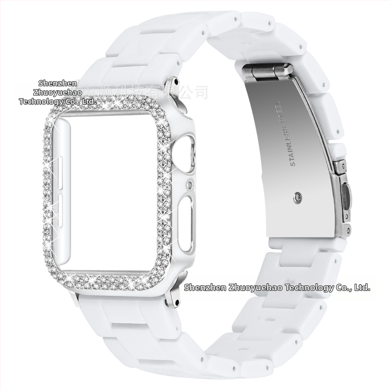 Sobib Apple Watch9 Apple Resin Strap + PC Diamond kahevärviline ümbris iWatch All-In-One komplektile