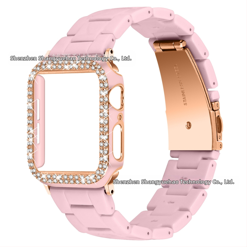 Sobib Apple Watch9 Apple Resin Strap + PC Diamond kahevärviline ümbris iWatch All-In-One komplektile