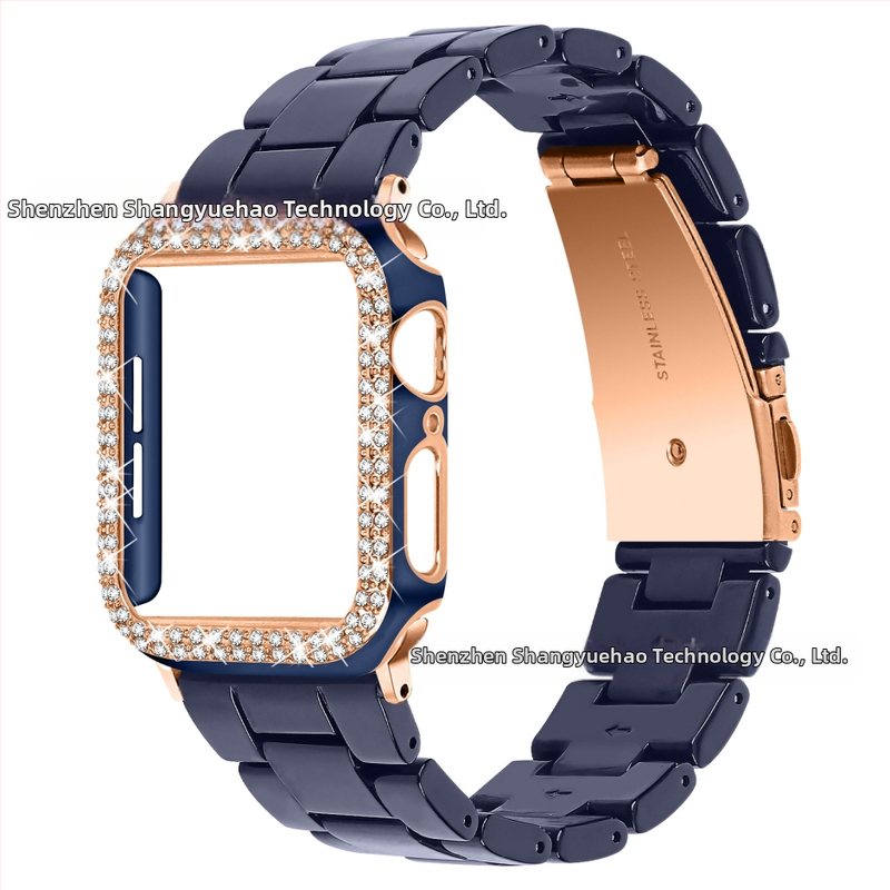Sobib Apple Watch9 Apple Resin Strap + PC Diamond kahevärviline ümbris iWatch All-In-One komplektile