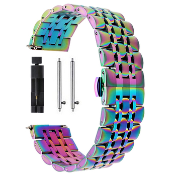 Съвместим с Samsung Galaxy Watch 42/46 мм Seven Pearl метална каишка от неръждаема стомана 20/22 мм катарама тип „пеперуда“