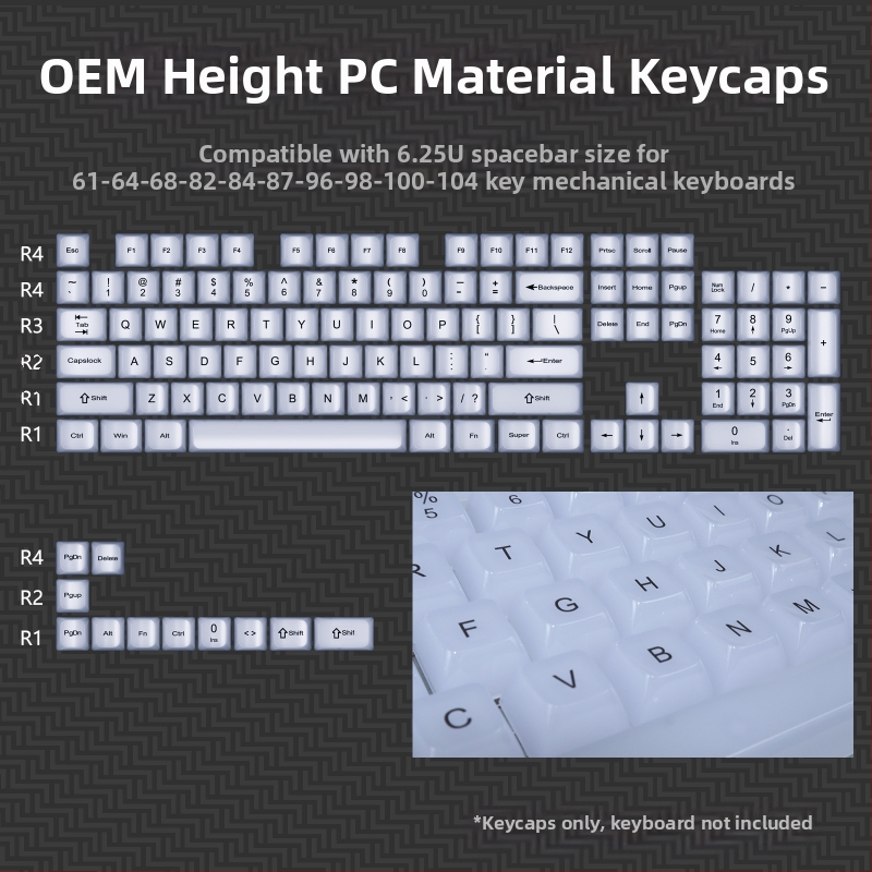 OEM väga valge marmorist kuulkork, arvuti täielikult läbipaistev, punane läbipaistev klahvikate 61 75 98 mehaaniline klaviatuurikate