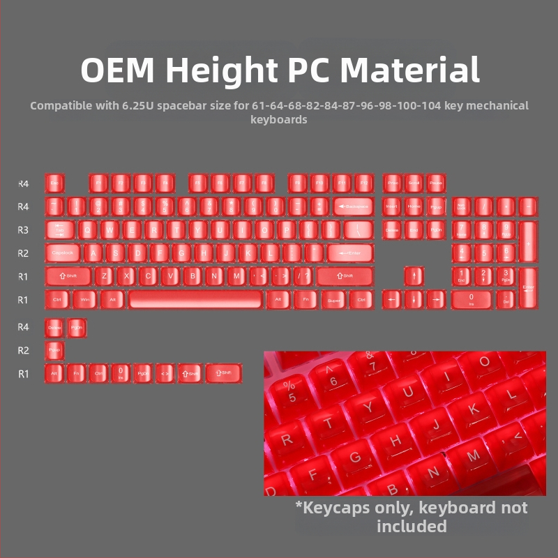 OEM väga valge marmorist kuulkork, arvuti täielikult läbipaistev, punane läbipaistev klahvikate 61 75 98 mehaaniline klaviatuurikate