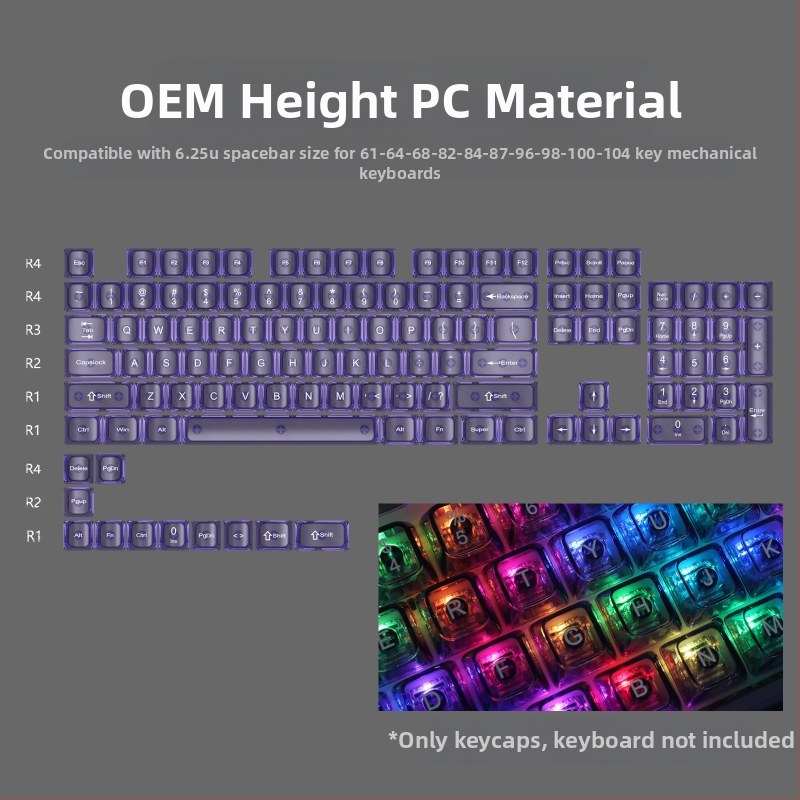OEM väga valge marmorist kuulkork, arvuti täielikult läbipaistev, punane läbipaistev klahvikate 61 75 98 mehaaniline klaviatuurikate