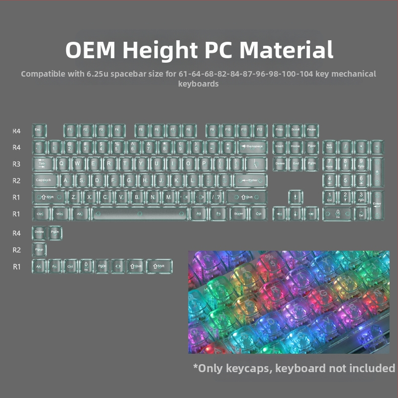 OEM väga valge marmorist kuulkork, arvuti täielikult läbipaistev, punane läbipaistev klahvikate 61 75 98 mehaaniline klaviatuurikate