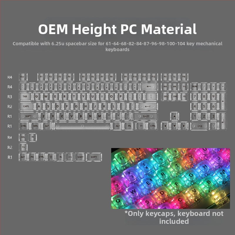 OEM väga valge marmorist kuulkork, arvuti täielikult läbipaistev, punane läbipaistev klahvikate 61 75 98 mehaaniline klaviatuurikate
