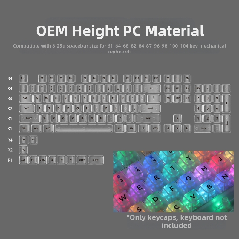 OEM väga valge marmorist kuulkork, arvuti täielikult läbipaistev, punane läbipaistev klahvikate 61 75 98 mehaaniline klaviatuurikate