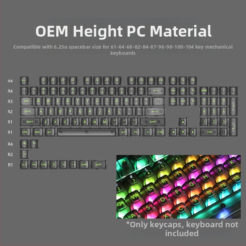OEM väga valge marmorist kuulkork, arvuti täielikult läbipaistev, punane läbipaistev klahvikate 61 75 98 mehaaniline klaviatuurikate