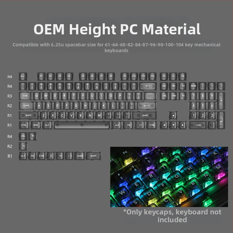 OEM väga valge marmorist kuulkork, arvuti täielikult läbipaistev, punane läbipaistev klahvikate 61 75 98 mehaaniline klaviatuurikate