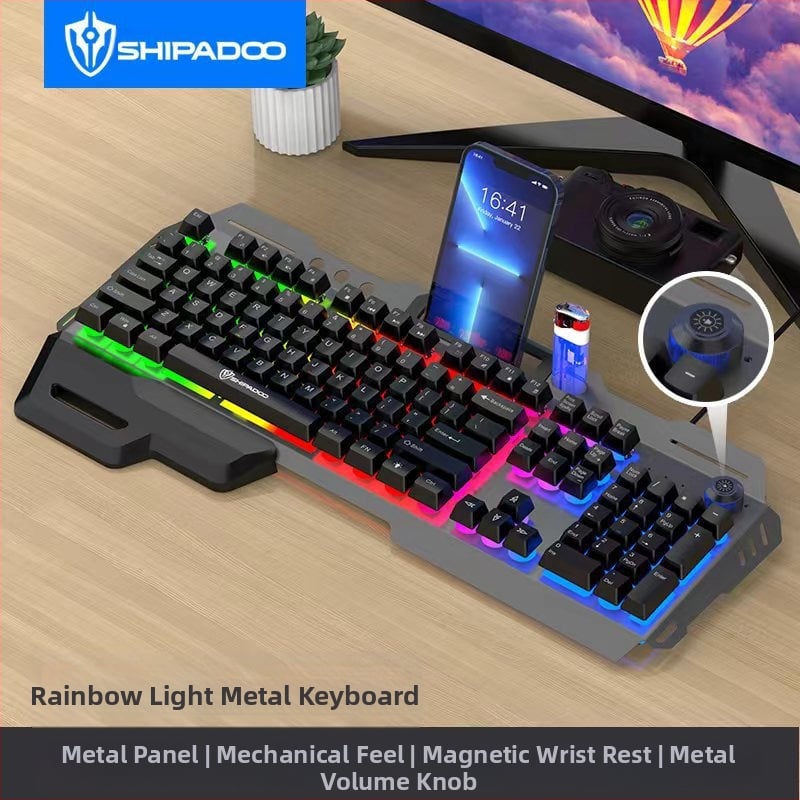 Виртуално пространство с държач за ръка, USB порт, светещ метален, игрален механичен копче за усещане, игрална клавиатура, мишка, трансграничен костюм