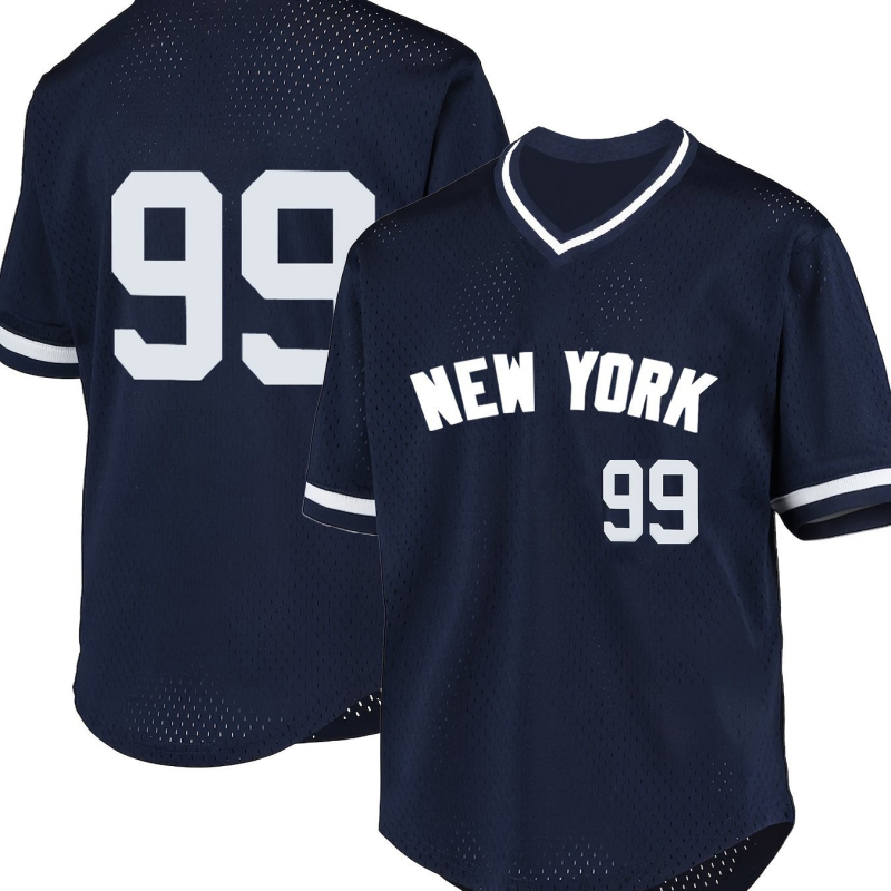 [Izšūtu skaistumkopšanas izmēru krājumi] Crossborder American Jersey Nr. 99 Ņujorkas melns liela izmēra regbija krekls vīriešiem
