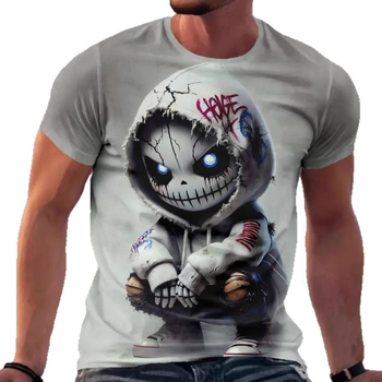 Νέο μπλουζάκι τρόμου με ψηφιακή εκτύπωση Amazon, ανδρικό κοντομάνικο μπλουζάκι με διασυνοριακή σχεδίαση, μια γενιά μαλλιών