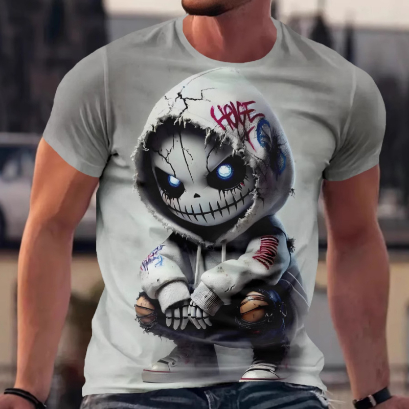 Amazon új digitális nyomtatású horror póló férfi rövid ujjú póló határokon átnyúló egy generációnyi haj