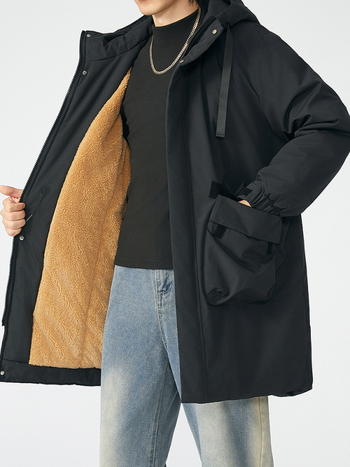 T757 Ρούχα μεσαίου μήκους, με επένδυση από φλις, με επένδυση από βαμβάκι, για άνδρες και άνδρες, ζεστές, ζακέτες με επένδυση από βαμβάκι, για μεγάλα μεγέθη, με επένδυση από φλις.