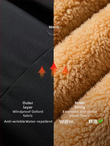 T757 Ρούχα μεσαίου μήκους, με επένδυση από φλις, με επένδυση από βαμβάκι, για άνδρες και άνδρες, ζεστές, ζακέτες με επένδυση από βαμβάκι, για μεγάλα μεγέθη, με επένδυση από φλις.