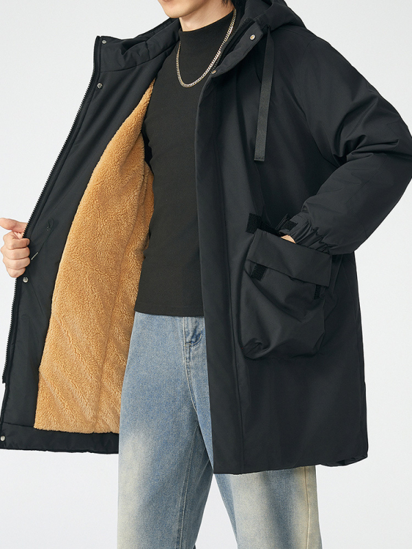 T757 plus size polár bélésű, vastagított, középhosszú, pamuttal bélelt férfi ruhák, plus size fat man plus fat man kabát, meleg, pamuttal bélelt dzseki