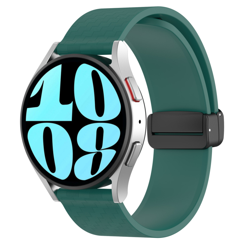 Pogodno za Samsung Galaxy Watch 6, karbonska vlakna, magnetska preklopna kopča, univerzalni silikonski remen od 20 mm