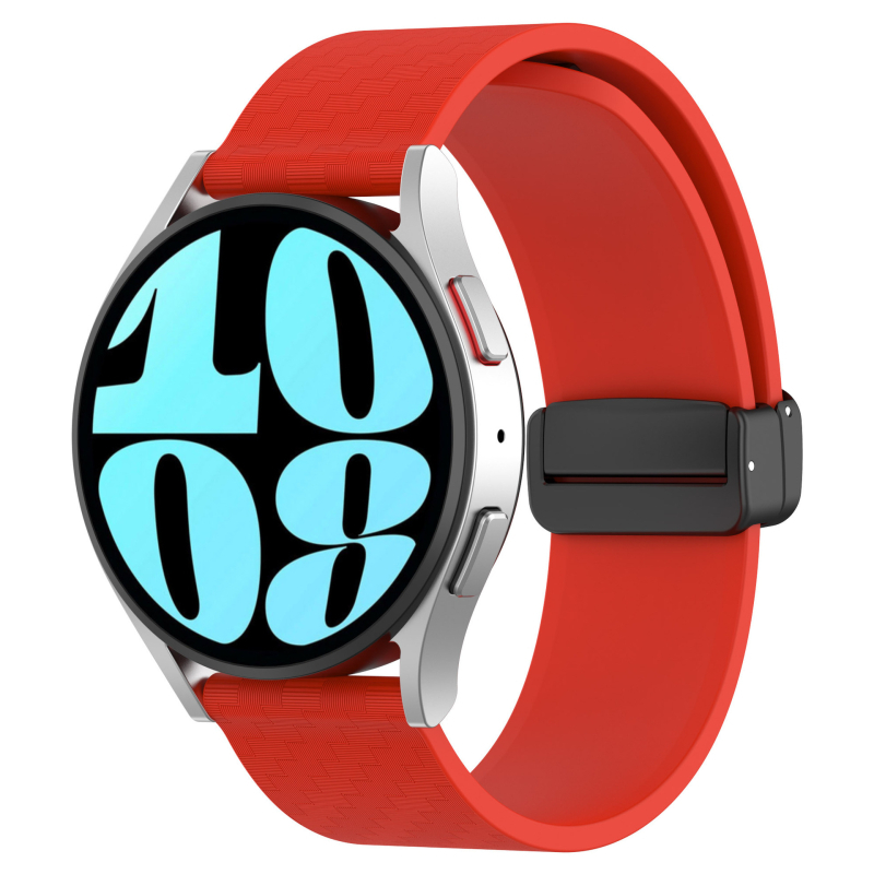 Pogodno za Samsung Galaxy Watch 6, karbonska vlakna, magnetska preklopna kopča, univerzalni silikonski remen od 20 mm