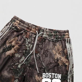 Европейски и американски трансгранични улични хип-хоп ежедневни панталони с щампа на листа и райета, широки панталони