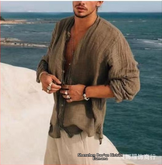 Amazon Independent Stand Crash Cardigan Unisex Color Spot Casual Loose Winter Youth Brown meeste särk