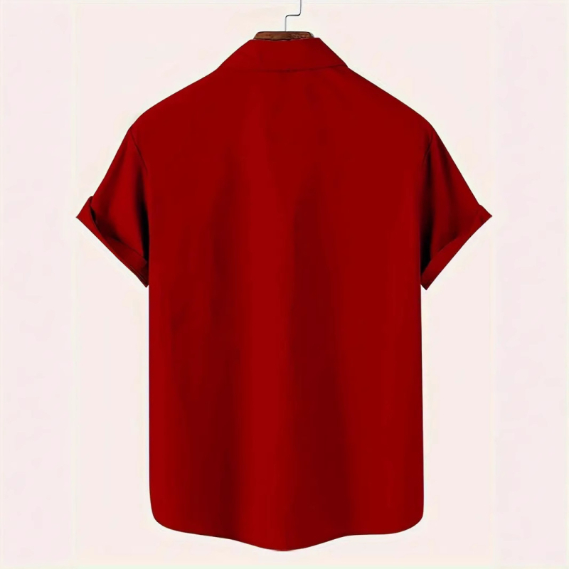 Férfi hajtókás rövid ujjú jobb vállú hawaii ing gombos stílusú ünnepi ing karácsonyi sorozat 3D nyomtatás