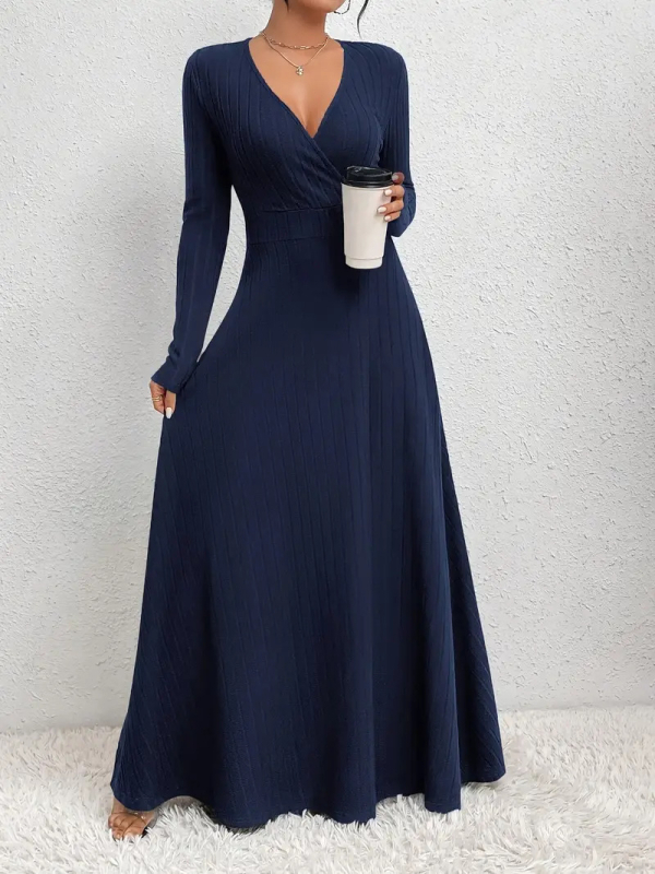 2024-es Amazon európai és amerikai külkereskedelmi robbanást mutató női hosszú ujjú, V-nyakú derekú ruha