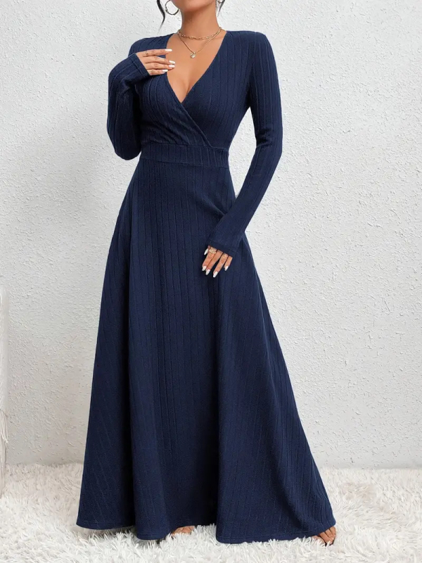 2024-es Amazon európai és amerikai külkereskedelmi robbanást mutató női hosszú ujjú, V-nyakú derekú ruha