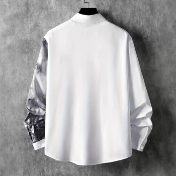 Ανδρικό casual πουκάμισο με μακριά μανίκια και πέτο, για μεγάλες διαστάσεις - DH202