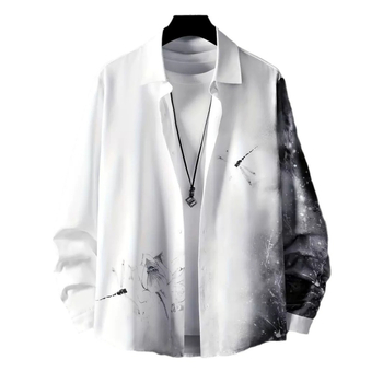 Ανδρικό casual πουκάμισο με μακριά μανίκια και πέτο, για μεγάλες διαστάσεις - DH202