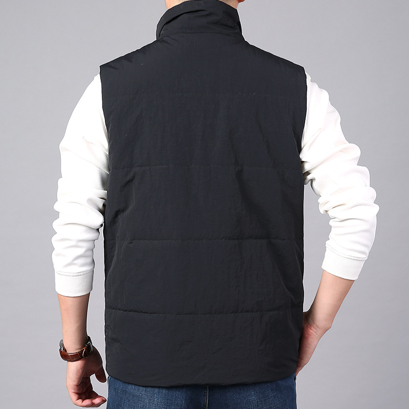 Vyriška pūkinė medvilninė liemenė rudeniui ir žiemai, daugiakišenė darbo liemenė, vilnos pamušalas, storas šiltas paltas, vyriška juoda liemenė, madinga