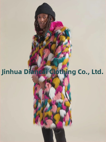 „Amazon Explosions Fox Fur Coat“ vyriškas spalvingas ilgas paltas su Europos ir Amerikos užsienio prekybos imitacijos kailiniais