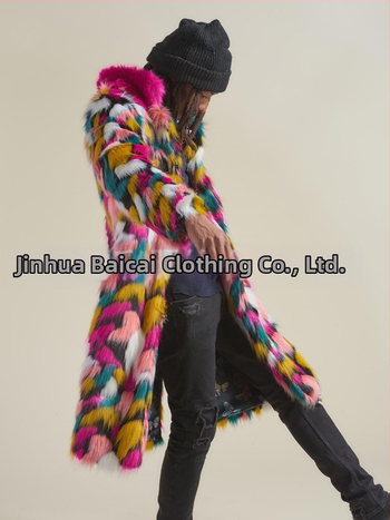„Amazon Explosions Fox Fur Coat“ vyriškas spalvingas ilgas paltas su Europos ir Amerikos užsienio prekybos imitacijos kailiniais