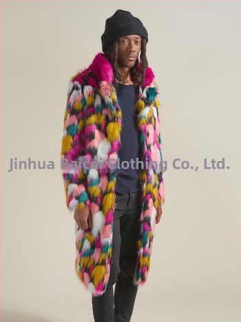 „Amazon Explosions Fox Fur Coat“ vyriškas spalvingas ilgas paltas su Europos ir Amerikos užsienio prekybos imitacijos kailiniais