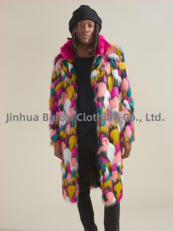 „Amazon Explosions Fox Fur Coat“ vyriškas spalvingas ilgas paltas su Europos ir Amerikos užsienio prekybos imitacijos kailiniais