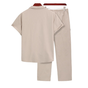 Мъжки ежедневен комплект с яка, риза и панталон, голям размер, външна търговия, трансграничен 3XL 4XL, хляб, каре