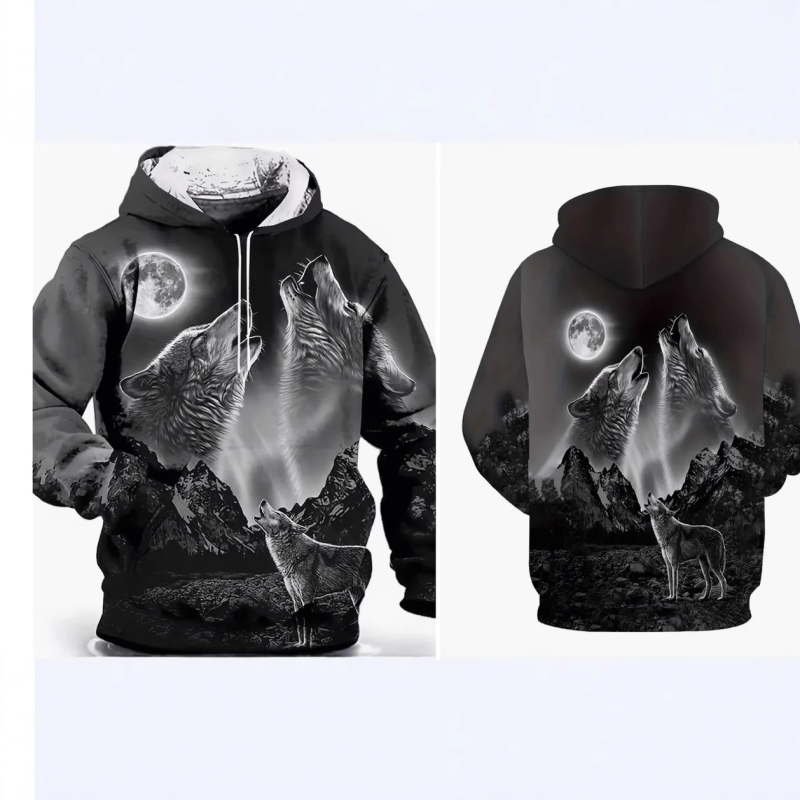 American High Street új férfi 3D nyomtatott kapucnis pulóver, közvetlen hajjal