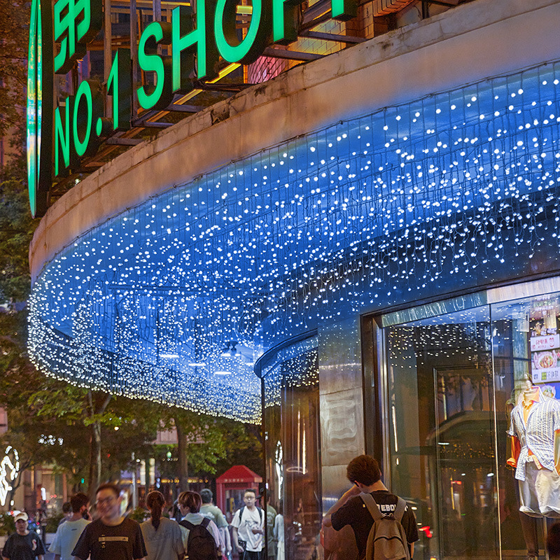 Internetes híresség vízesés fények villogó fények fűzőfények kültéri vízálló függöny kert udvar homlokzat dekoráció hangulat jégcsík fények