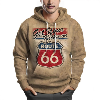 Férfi tavaszi és őszi Joker hosszú ujjú pulóver, kapucnis pulóver, európai és amerikai klasszikus retró 66-os szlogennel, 3D digitális nyomtatással