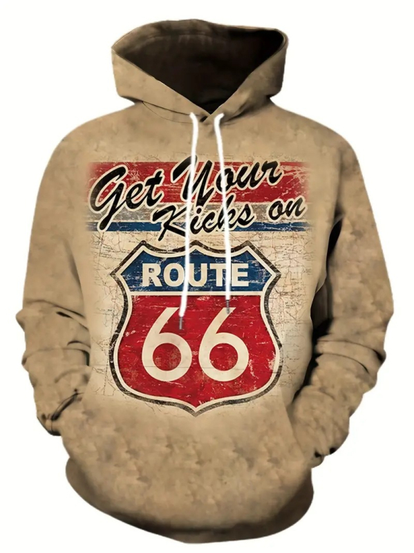 Férfi tavaszi és őszi Joker hosszú ujjú pulóver, kapucnis pulóver, európai és amerikai klasszikus retró 66-os szlogennel, 3D digitális nyomtatással