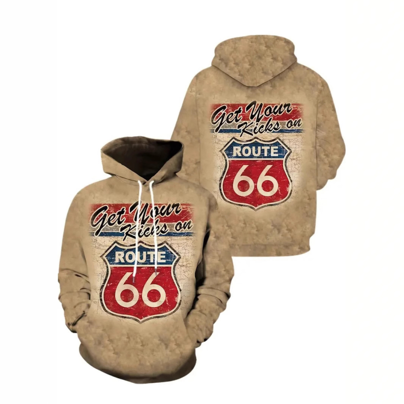 Férfi tavaszi és őszi Joker hosszú ujjú pulóver, kapucnis pulóver, európai és amerikai klasszikus retró 66-os szlogennel, 3D digitális nyomtatással