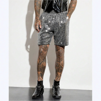 2025 m. nauji vyriški blizgantys tiesūs šortai su blizgučiais