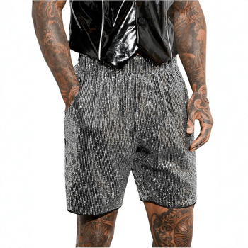 2025 m. nauji vyriški blizgantys tiesūs šortai su blizgučiais