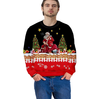 Férfi All-Match Street széles vállú pulóver 2025 trendi Santa sorozat 3D digitális nyomtatással