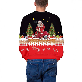 Мъжки спортен суитшърт с широки рамене и полуяк, подходящ за всички мачове, 2025, модерен, серия „Дядо Коледа“, 3D дигитален печат