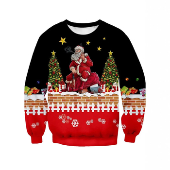 Мъжки спортен суитшърт с широки рамене и полуяк, подходящ за всички мачове, 2025, модерен, серия „Дядо Коледа“, 3D дигитален печат