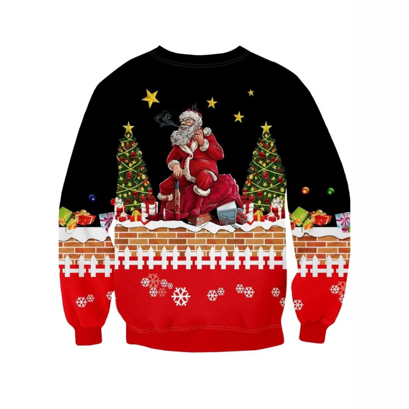 Férfi All-Match Street széles vállú pulóver 2025 trendi Santa sorozat 3D digitális nyomtatással