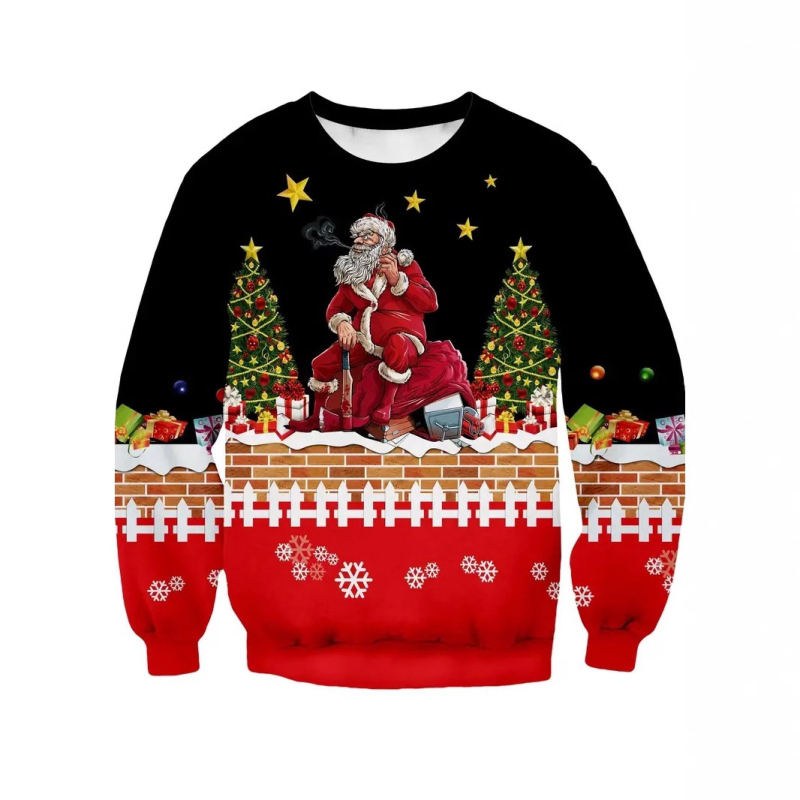 Férfi All-Match Street széles vállú pulóver 2025 trendi Santa sorozat 3D digitális nyomtatással