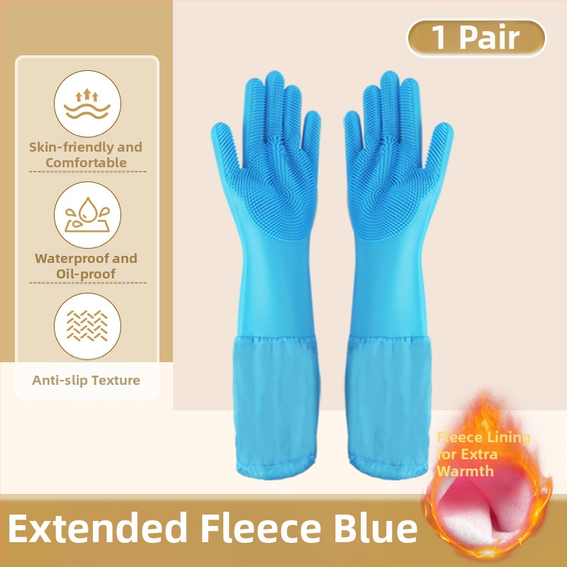 Silikoonist lemmikloomade supelkindad, hammustusvastased nõudepesukindad, pikendatud sametist veekindlad naiste köögipuhastuskindad majapidamistöödeks