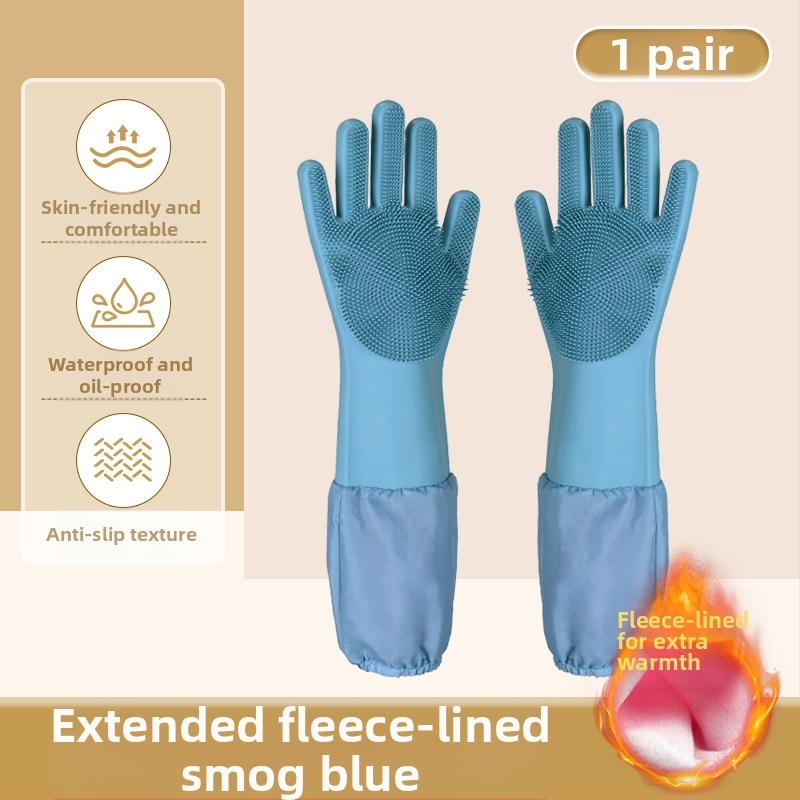 Silikoonist lemmikloomade supelkindad, hammustusvastased nõudepesukindad, pikendatud sametist veekindlad naiste köögipuhastuskindad majapidamistöödeks