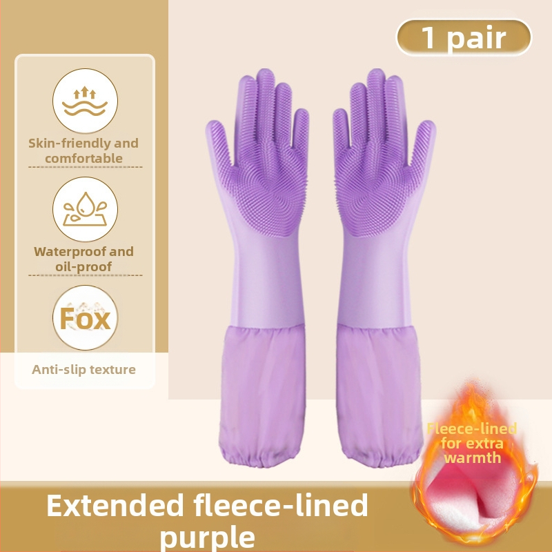 Silikoonist lemmikloomade supelkindad, hammustusvastased nõudepesukindad, pikendatud sametist veekindlad naiste köögipuhastuskindad majapidamistöödeks